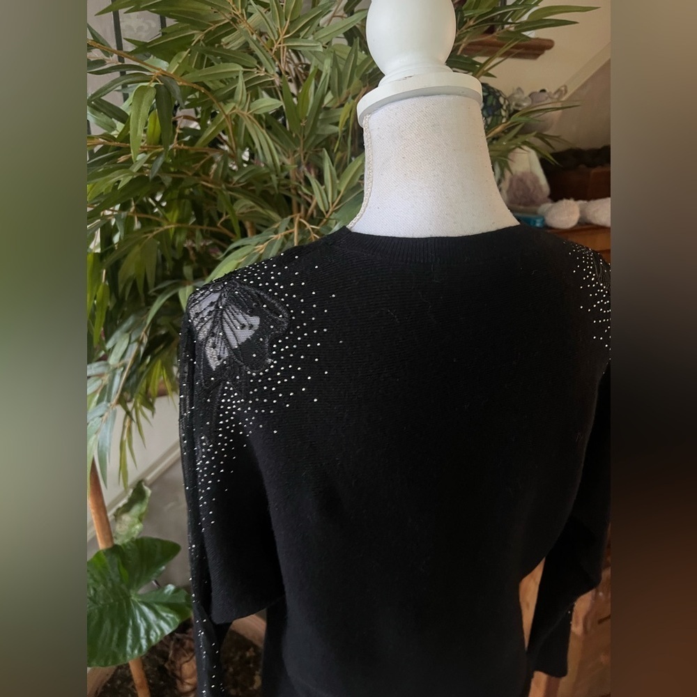 Sweet Rain ladies, Black, crewneck, lacy sleeve sweater small NWOT - Picture 14 of 15